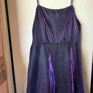 Vintage Y2K Fairycore Iridescent Mini Dress, Purple/Pink, Large, Side Bow/Witchy